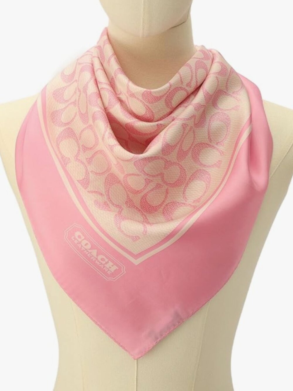 Coach Signature Logo Square Silk Scarf Soft Pink - NWY